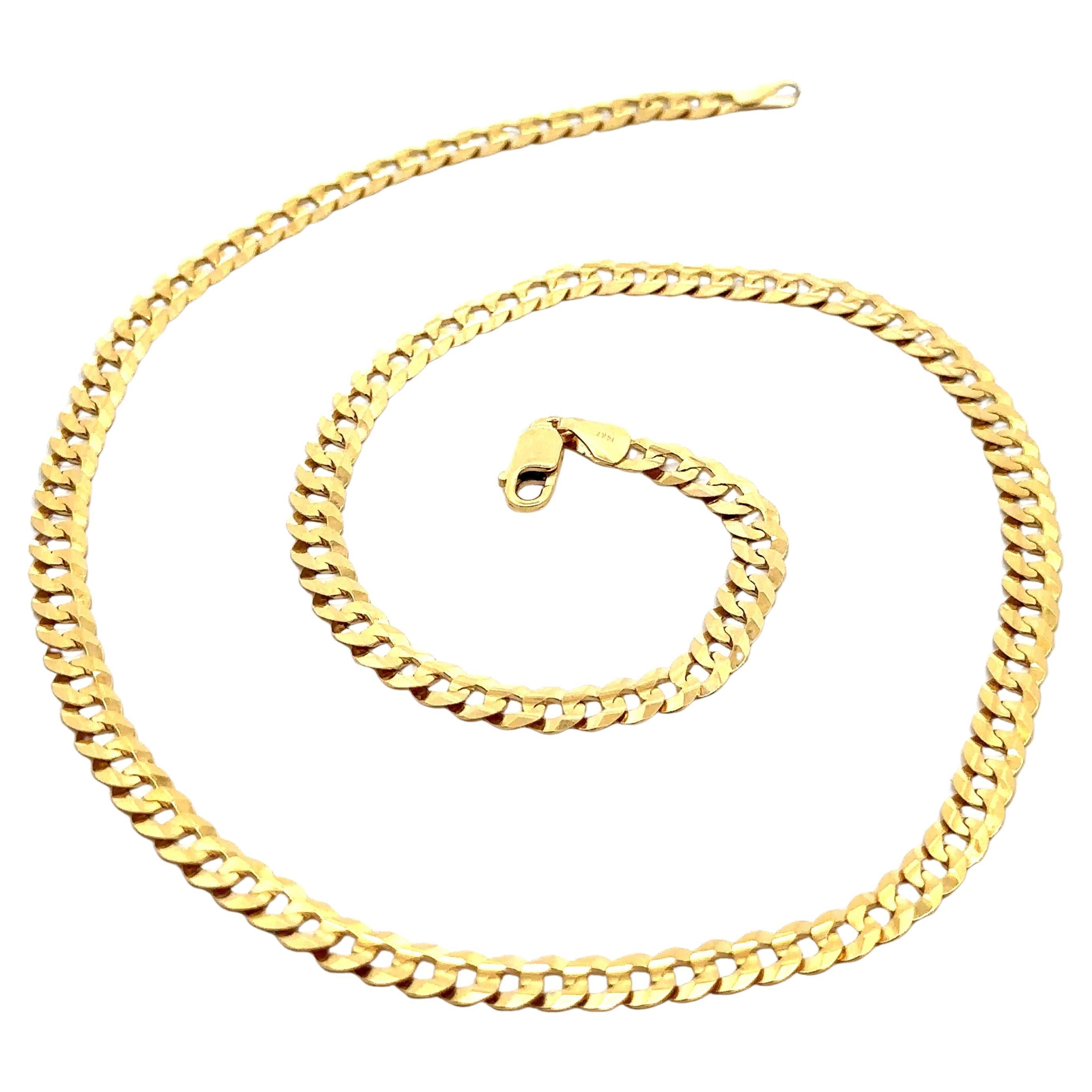 Classic 14k massivem Gelbgold 5,1mm 18" flache Kandare Cuban Link Kette Halskette