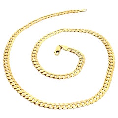 Classic 14k massivem Gelbgold 5,1mm 18" flache Kandare Cuban Link Kette Halskette