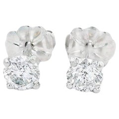 Classic 14k White Gold 0.59ctw Diamond 4 Prong Martini Set Stud Earrings