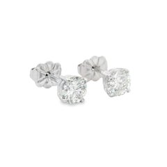 Classic 14k White Gold 0.77ctw Fiery Diamond 4 Prong Set Stud Earrings
