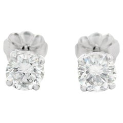 Classic 14k White Gold 0.77ctw Fiery Diamond 4 Prong Set Stud Earrings