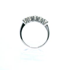 Classic 14k White Gold 0.80ctw Diamond 5 Stone Wedding Band Ring