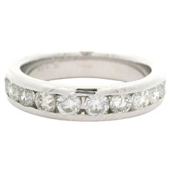 Classic 14k White Gold 0.90ctw Channel Set Fiery Diamond Band Ring