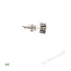 Classic 14k White Gold 1.28 Carat Diamond Cluster Earring Stud