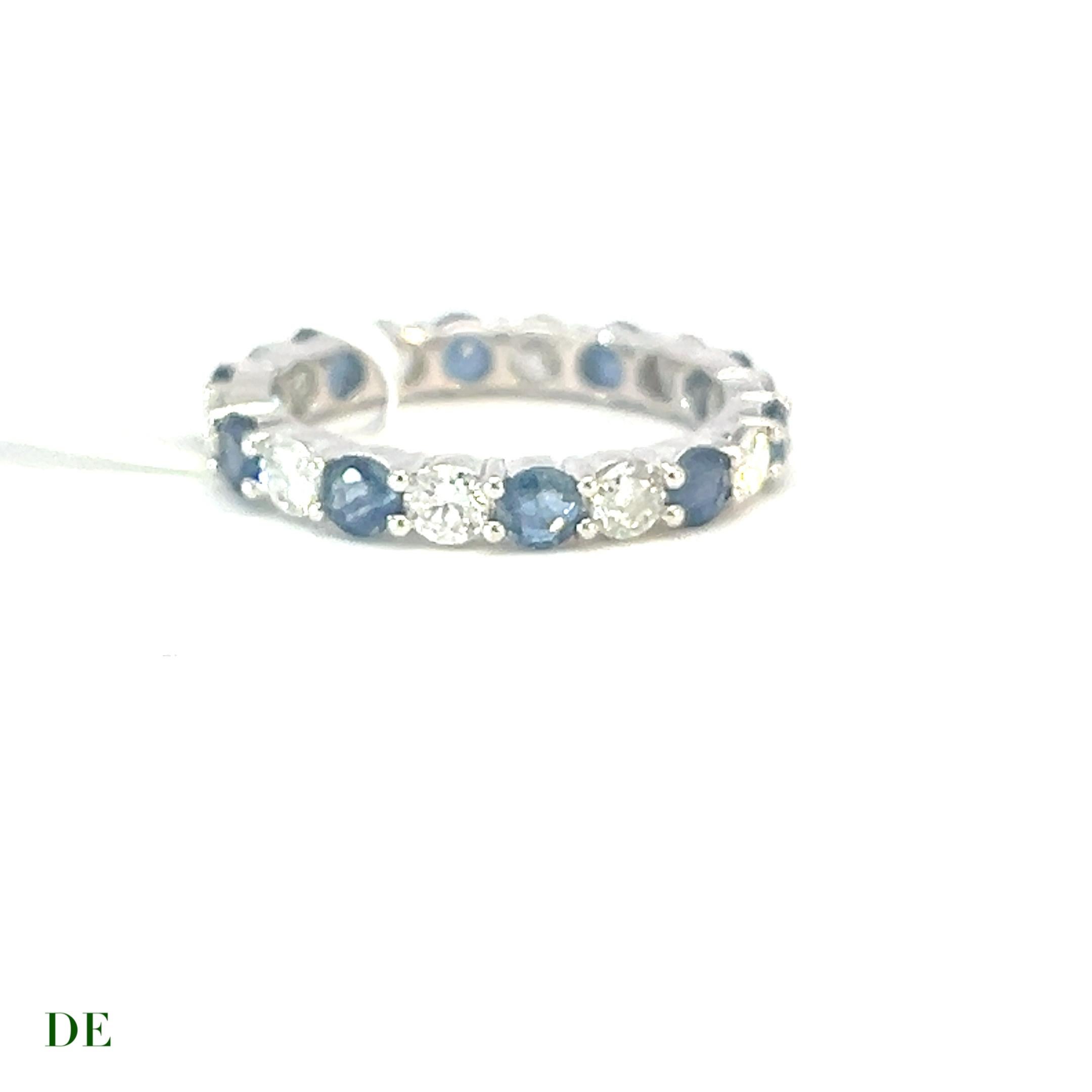 Classic 14k White Gold 1.415crt Diamond .97 Crt Blue Sapphire Eternity Band Ring

Introducing the breathtaking beauty of our Classic 14k White Gold Diamond and Blue Sapphire Eternity Band Ring. This extraordinary piece combines the brilliance of