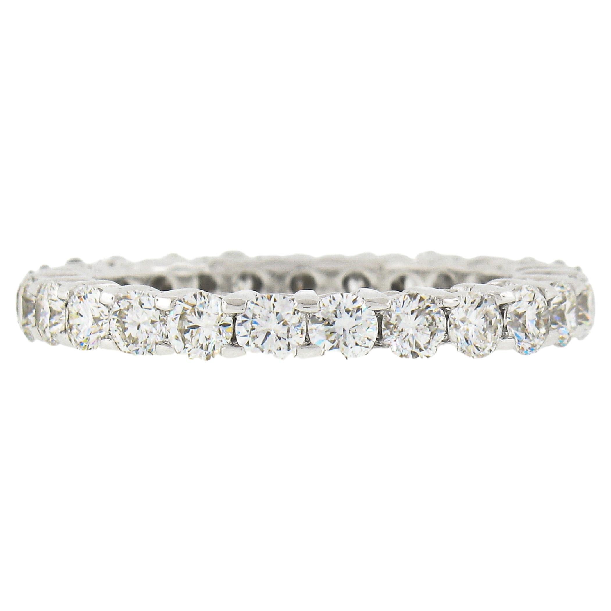 Classic 14k White Gold 1.60ctw Shared Prong Set Round Diamond Eternity Band Ring