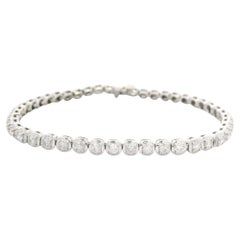 Classic 14k White Gold 1.8ctw Diamond Cushion Link Line Tennis Bracelet