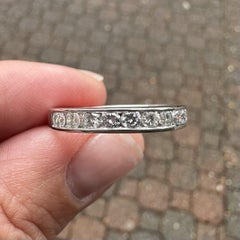 Classic 14k White Gold 1ctw Round Channel Set Diamond Stack Wedding Band Ring