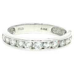Classic 14k White Gold 1ctw Round Channel Set Diamond Stack Wedding Band Ring