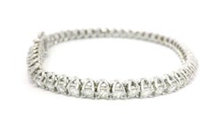 Classic 14k White Gold 4.86ctw Round Diamond "U" Shape Line Tennis Bracelet