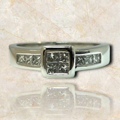 Classic 14K White Gold Ring with Bezel Set Diamonds