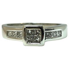 Classic 14K White Gold Ring with Bezel Set Diamonds