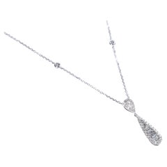 Vintage Classic 14k White Gold Round and Baguette-cut White Diamond Pendant
