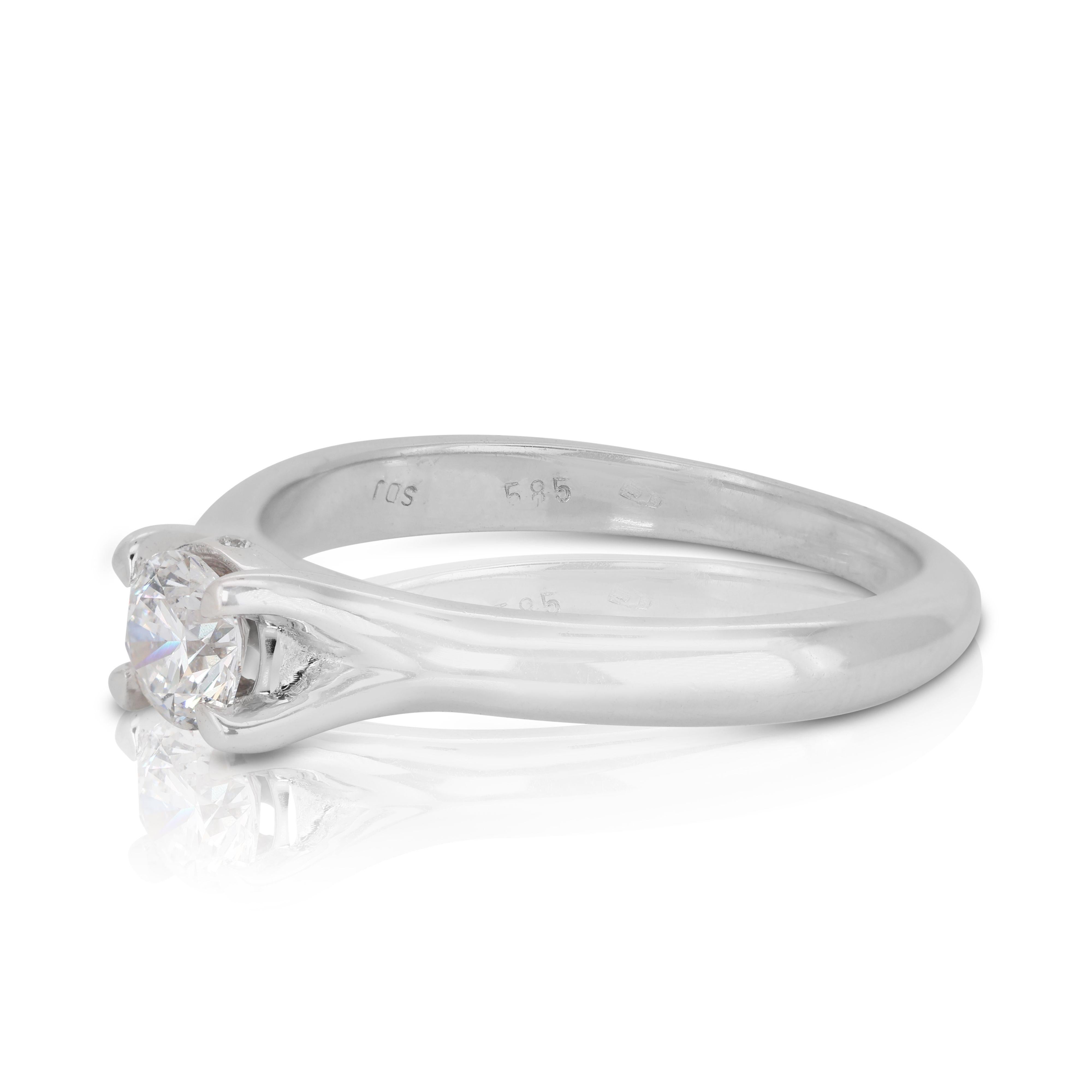 Women's Classic 14K White Gold Solitaire Ring with 0.35ct Natural DiamondsDianoche Pte L For Sale