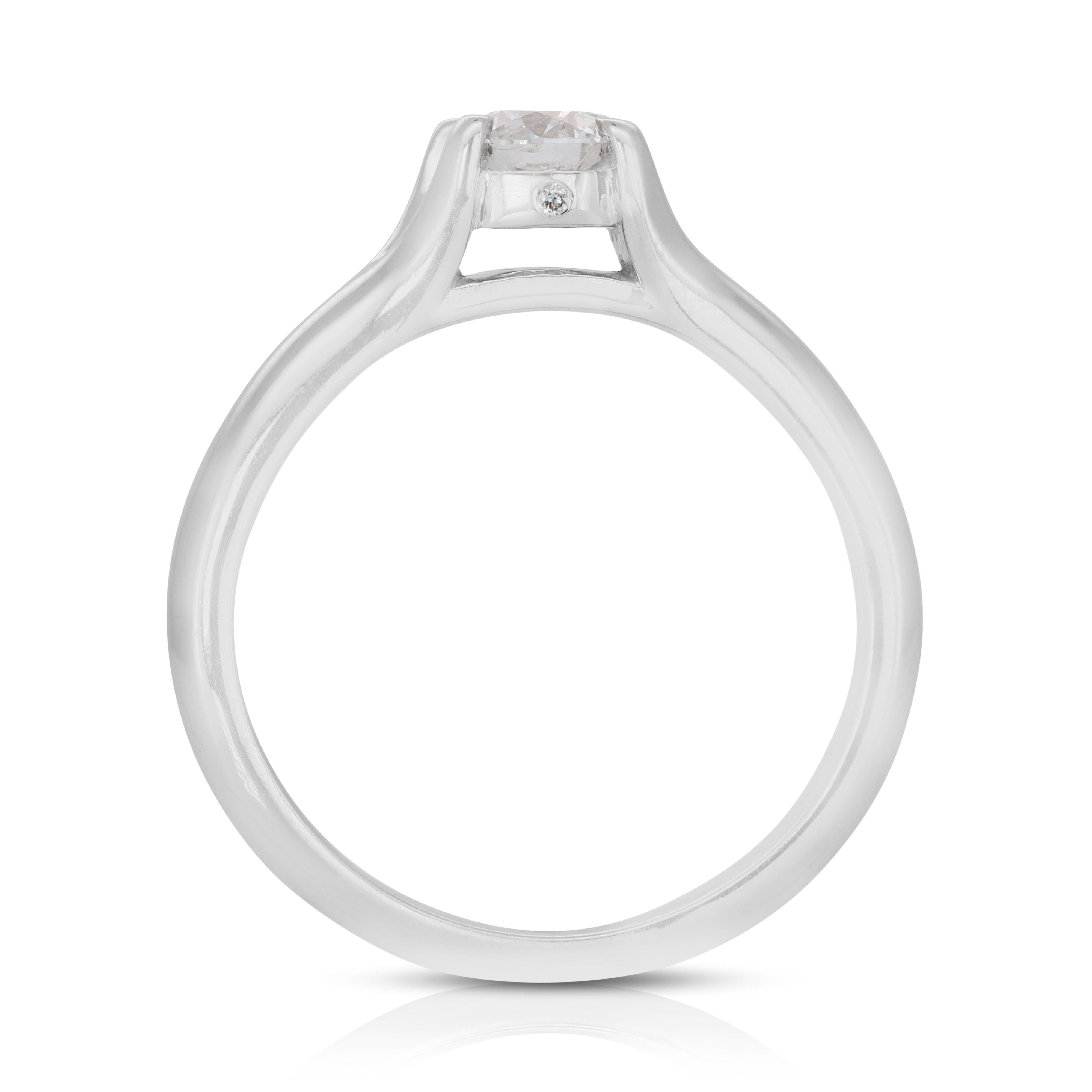 Classic 14K White Gold Solitaire Ring with 0.35ct Natural DiamondsDianoche Pte L For Sale 1