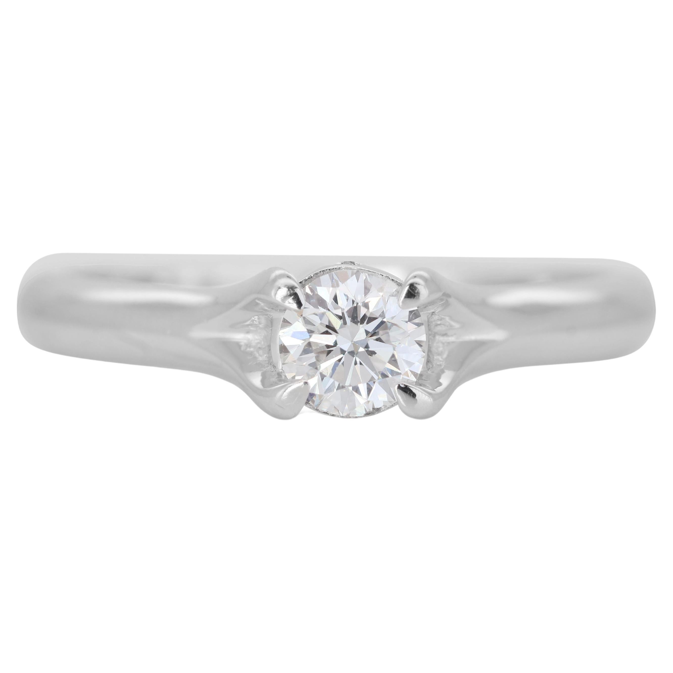 Classic 14K White Gold Solitaire Ring with 0.35ct Natural DiamondsDianoche Pte L