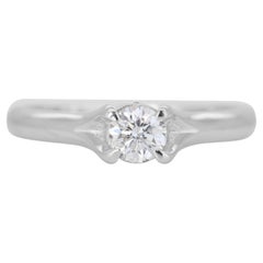 Classic 14K White Gold Solitaire Ring with 0.35ct Natural DiamondsDianoche Pte L