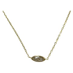 Collar clásico biselado de oro amarillo de 14 quilates con diamantes naturales marquesa de 0,55 ct