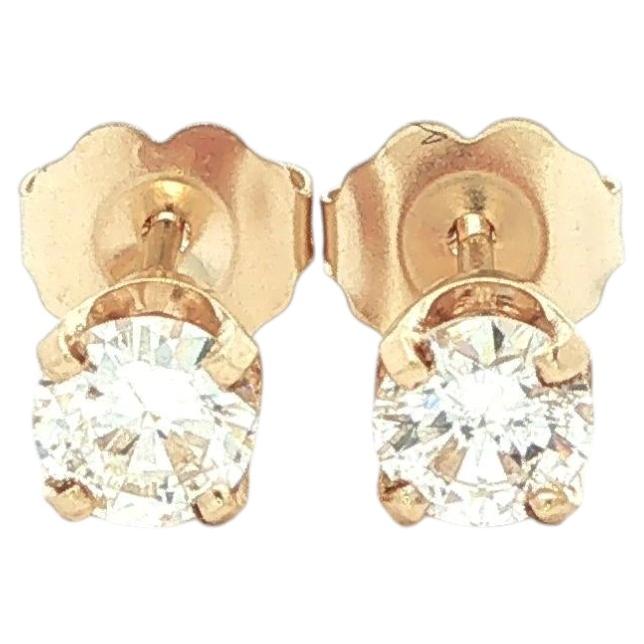 Classic 14k Yellow Gold 0.56ctw Round Prong Diamond Stud Studs Earrings