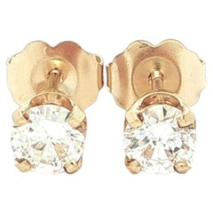 Classic 14k Yellow Gold 0.56ctw Round Prong Diamond Stud Studs Earrings