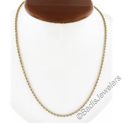 Classic 14k Yellow Gold 18" Rope Link chain Necklace w/ Barrel Push Clasp