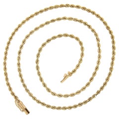 Classic 14k Yellow Gold 18" Rope Link chain Necklace w/ Barrel Push Clasp