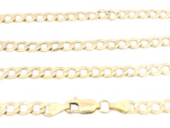 Classic 14k Yellow Gold 19.5" Flat Curb Cuban Link Chain Necklace