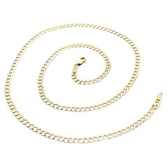 Classic 14k Yellow Gold 20" Textured Curb Cuban Link Chain Necklace