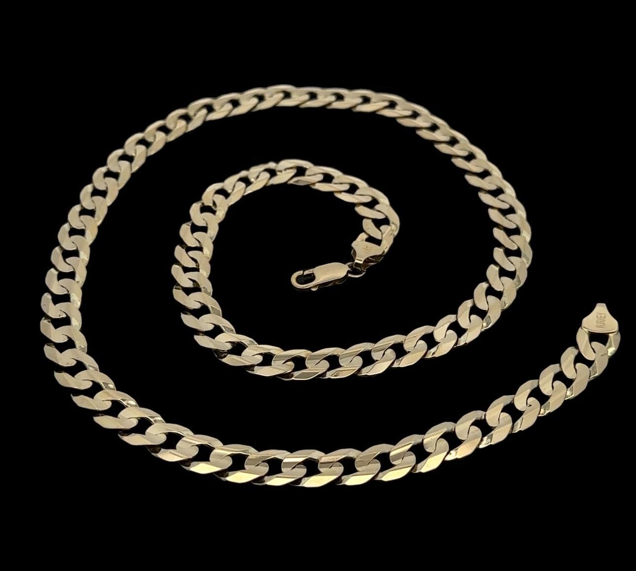 Material: Oro amarillo macizo de 14 quilates 
Peso: 55,91 gramos
Tipo de cadena: 22