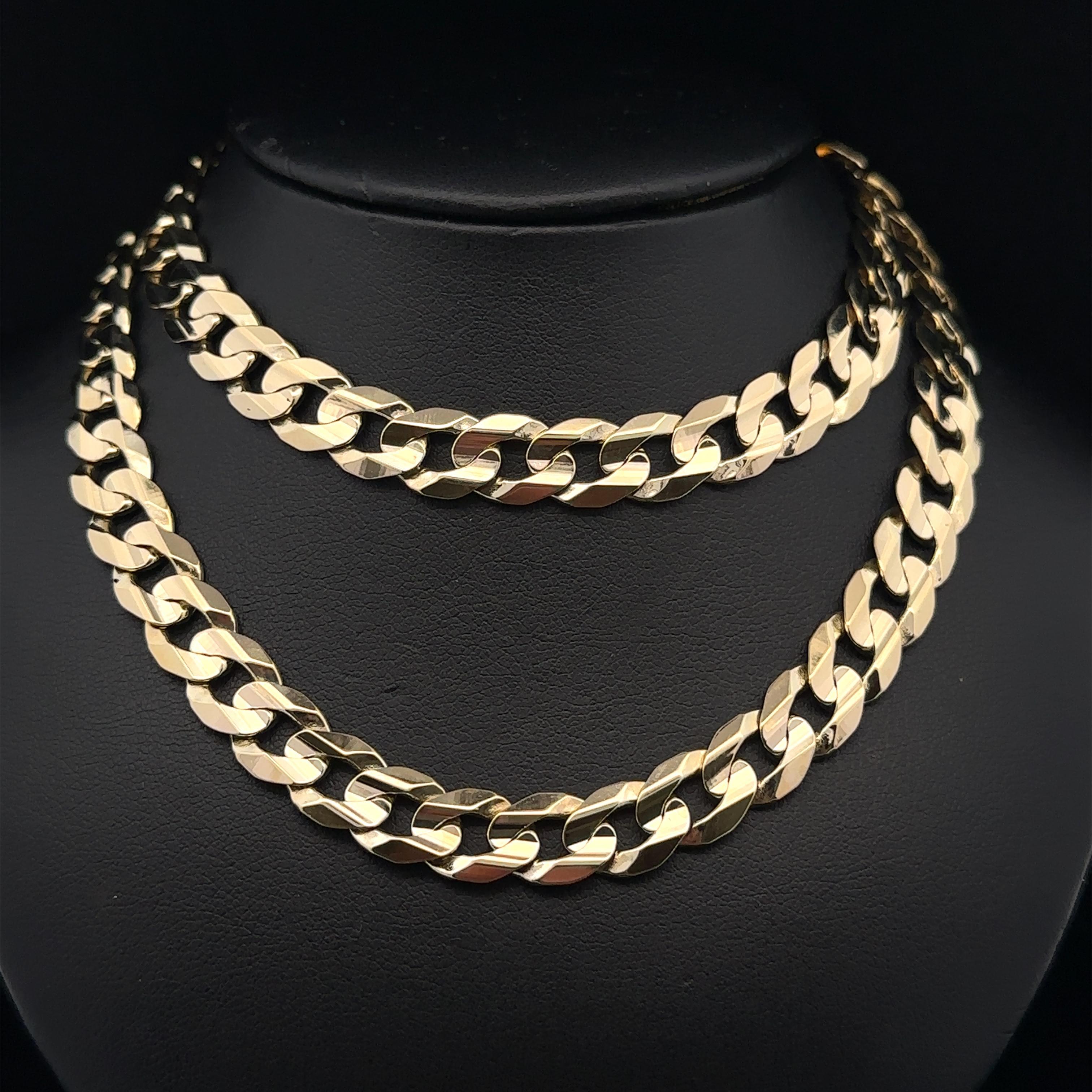 Collar Clásico de Cadena de Eslabones Cubanos Pulidos de Oro Amarillo de 14k de 22