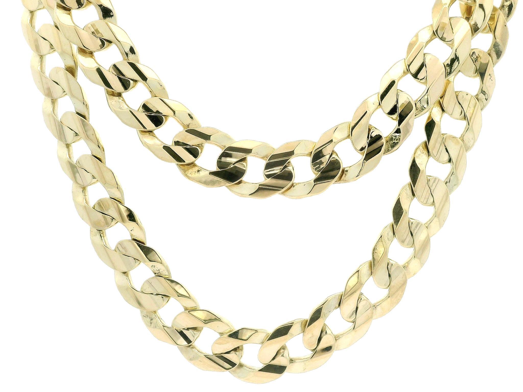 Femenino o masculino Collar Clásico de Cadena de Eslabones Cubanos Pulidos de Oro Amarillo de 14k de 22