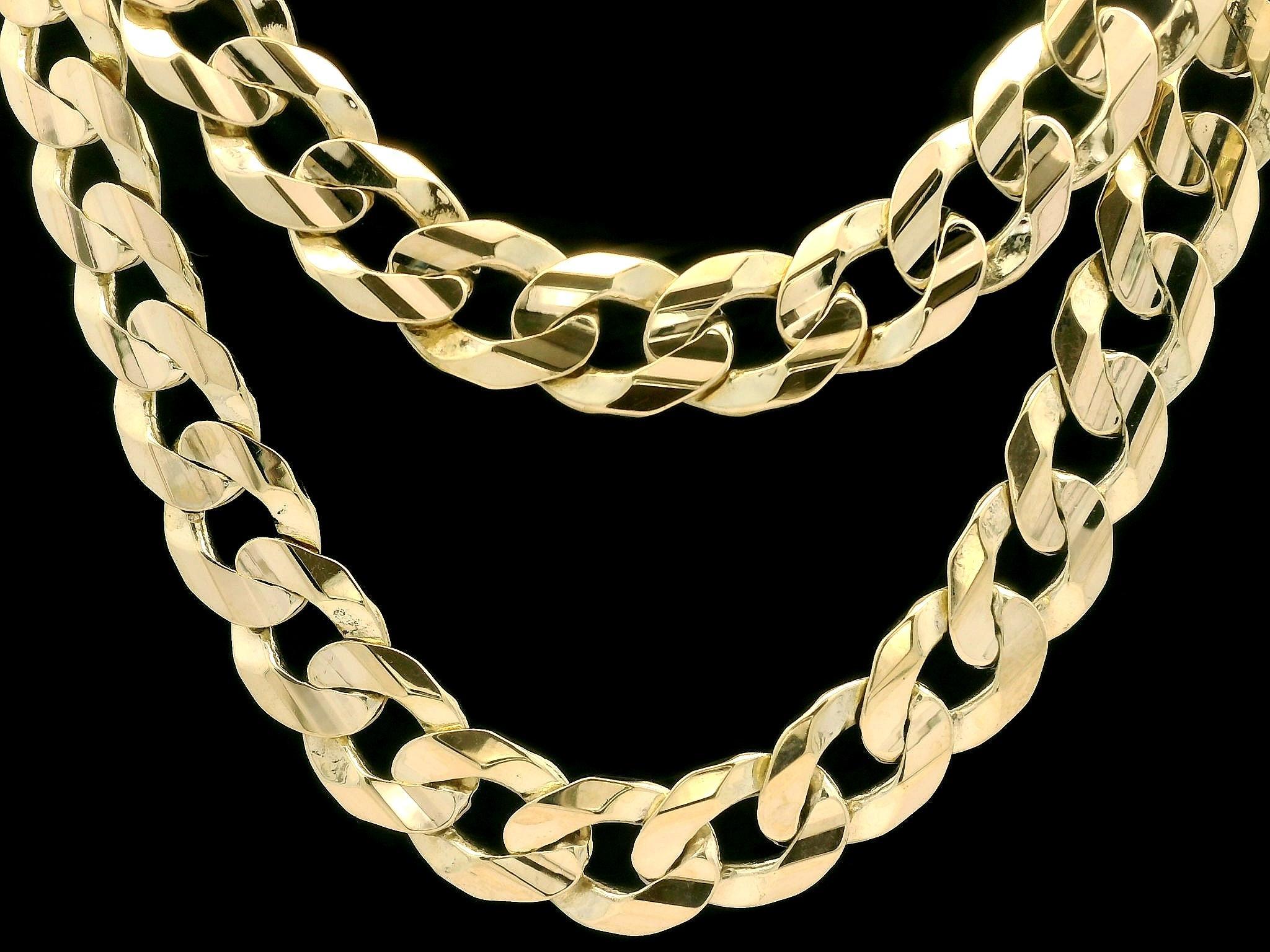 Collar Clásico de Cadena de Eslabones Cubanos Pulidos de Oro Amarillo de 14k de 22