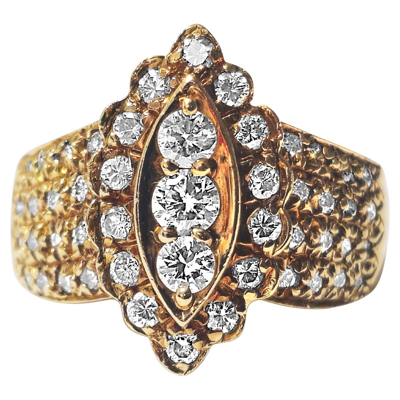 Classic 14k Yellow Gold 2.3 carat Diamond Ring For Sale