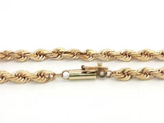 Classic 14k Yellow Gold 24" Long Solid Rope Link Chain Necklace w/ Barrel Clasp