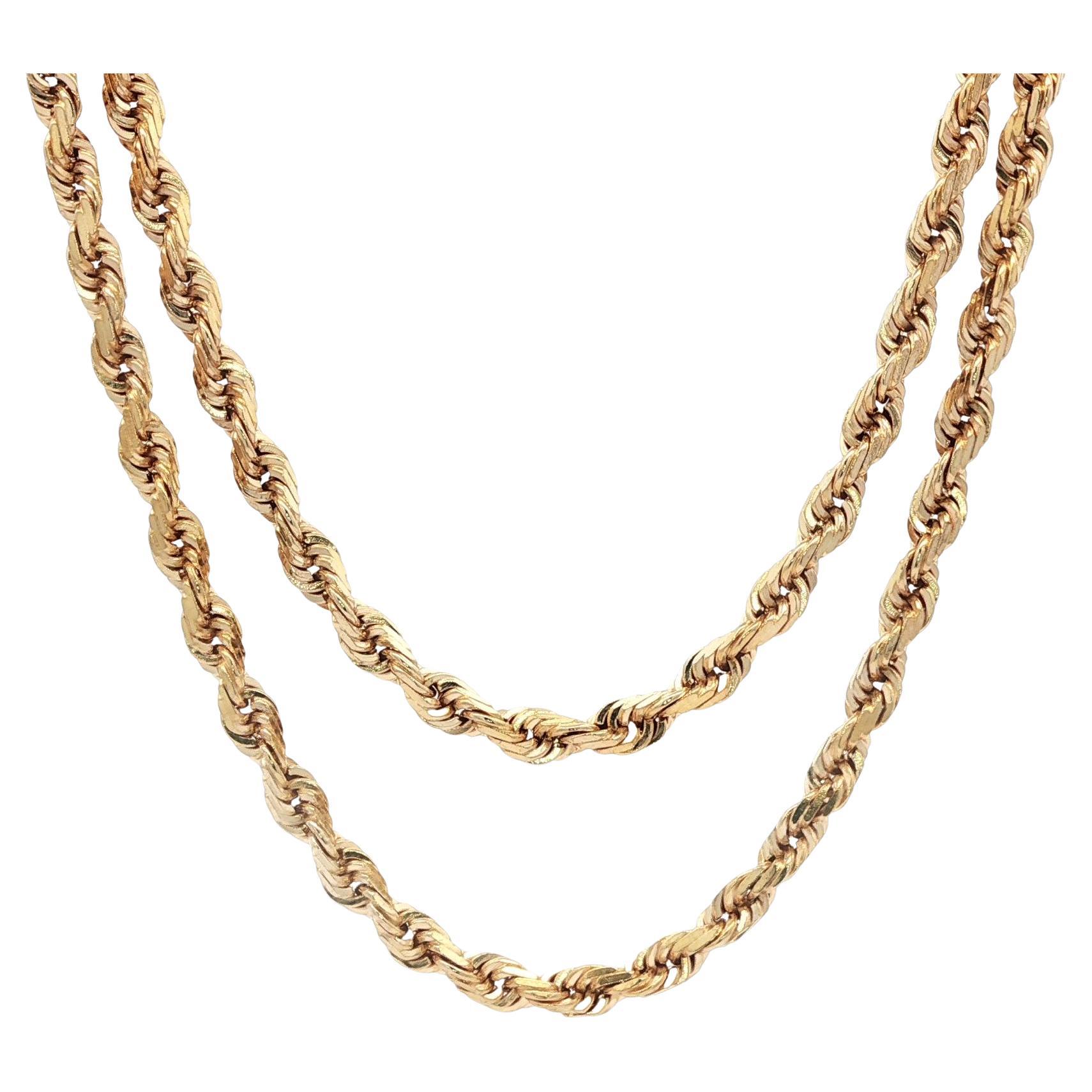 Collana classica in oro giallo 14k con catena a maglie solide da 24" e chiusura a barile