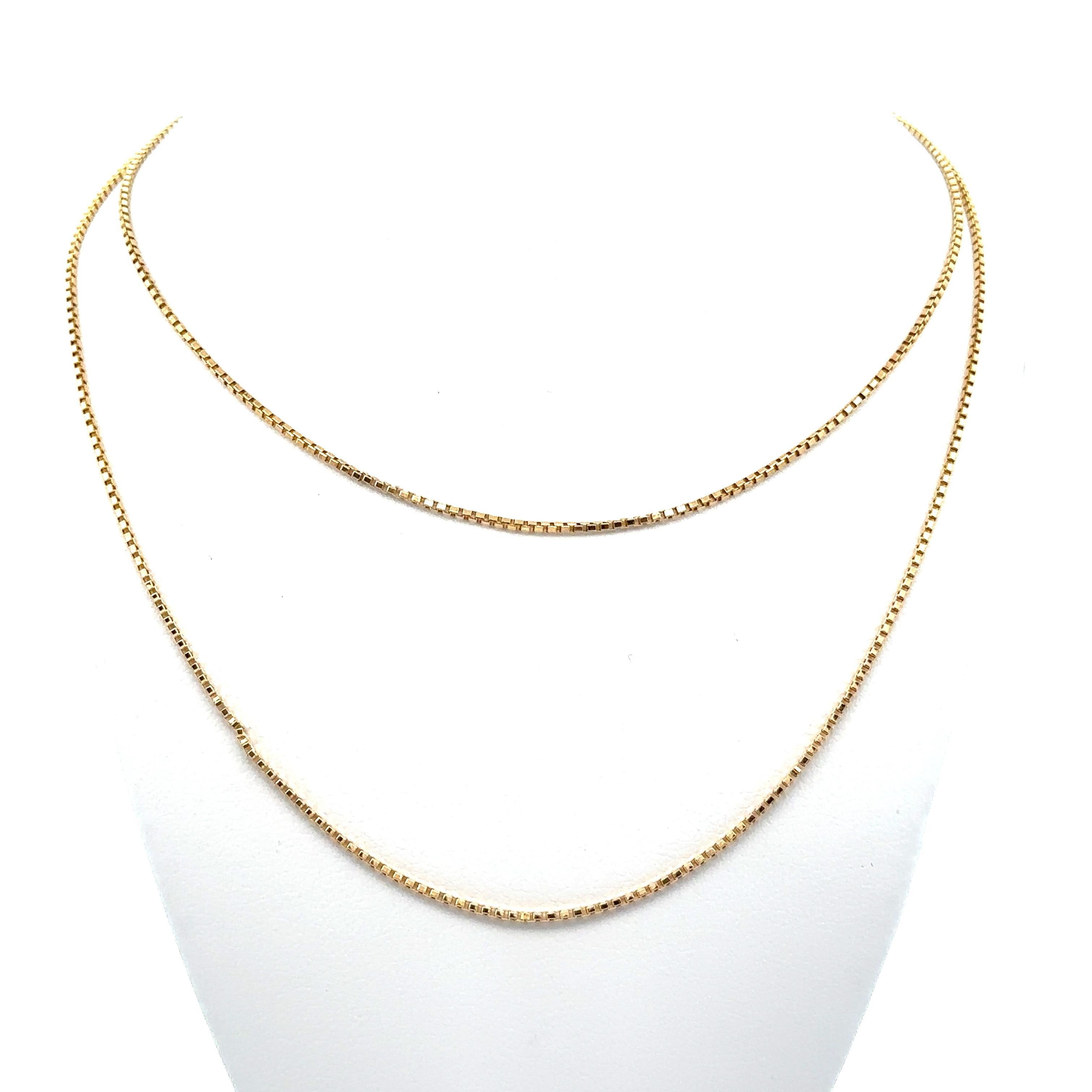 Collier classique en or jaune 14k avec chaîne à maillons en forme de boîte de 25