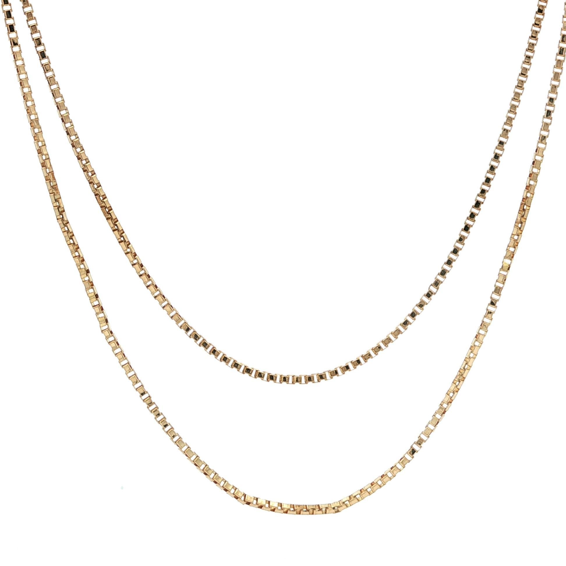 Collier classique en or jaune 14k avec chaîne à maillons en forme de boîte de 25