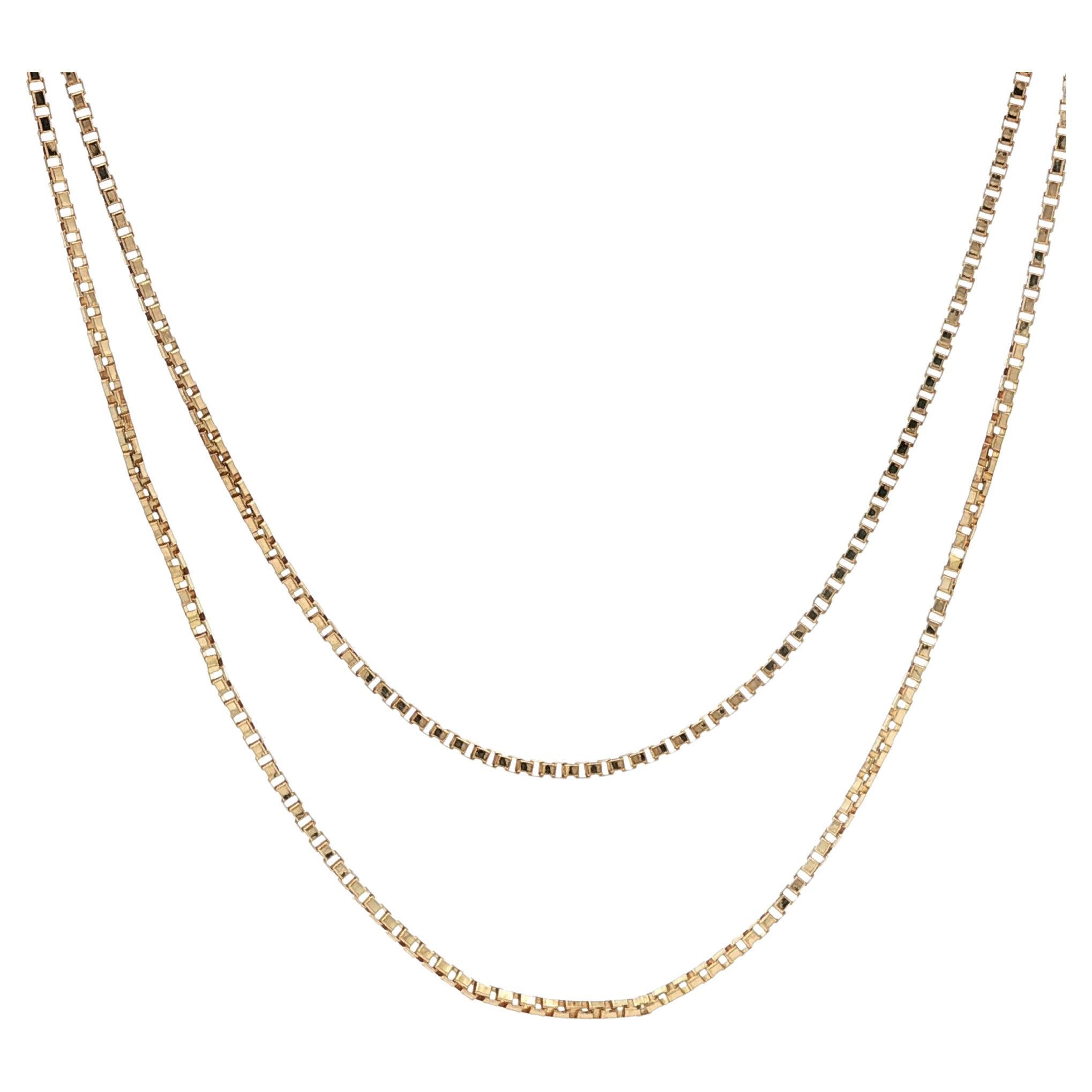 Collier classique en or jaune 14k avec chaîne à maillons en forme de boîte de 25" et fermoir à anneau à ressort en vente