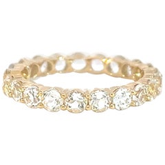 Classic 14k Yellow Gold 2.81 Carat Round Topaz Eternity Band Ring