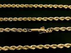 Classic 14k Yellow Gold 30" Long Rope Link Chain Necklace w/ Barrel Push Clasp