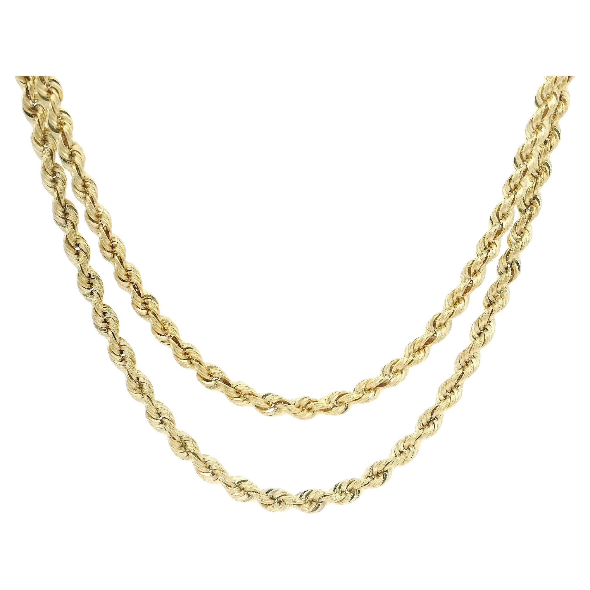 Classic 14k Gelbgold 30" lang Seil Link Kette Halskette w / Barrel Push-Verschluss