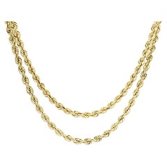 Classic 14k Yellow Gold 30" Long Rope Link Chain Necklace w/ Barrel Push Clasp