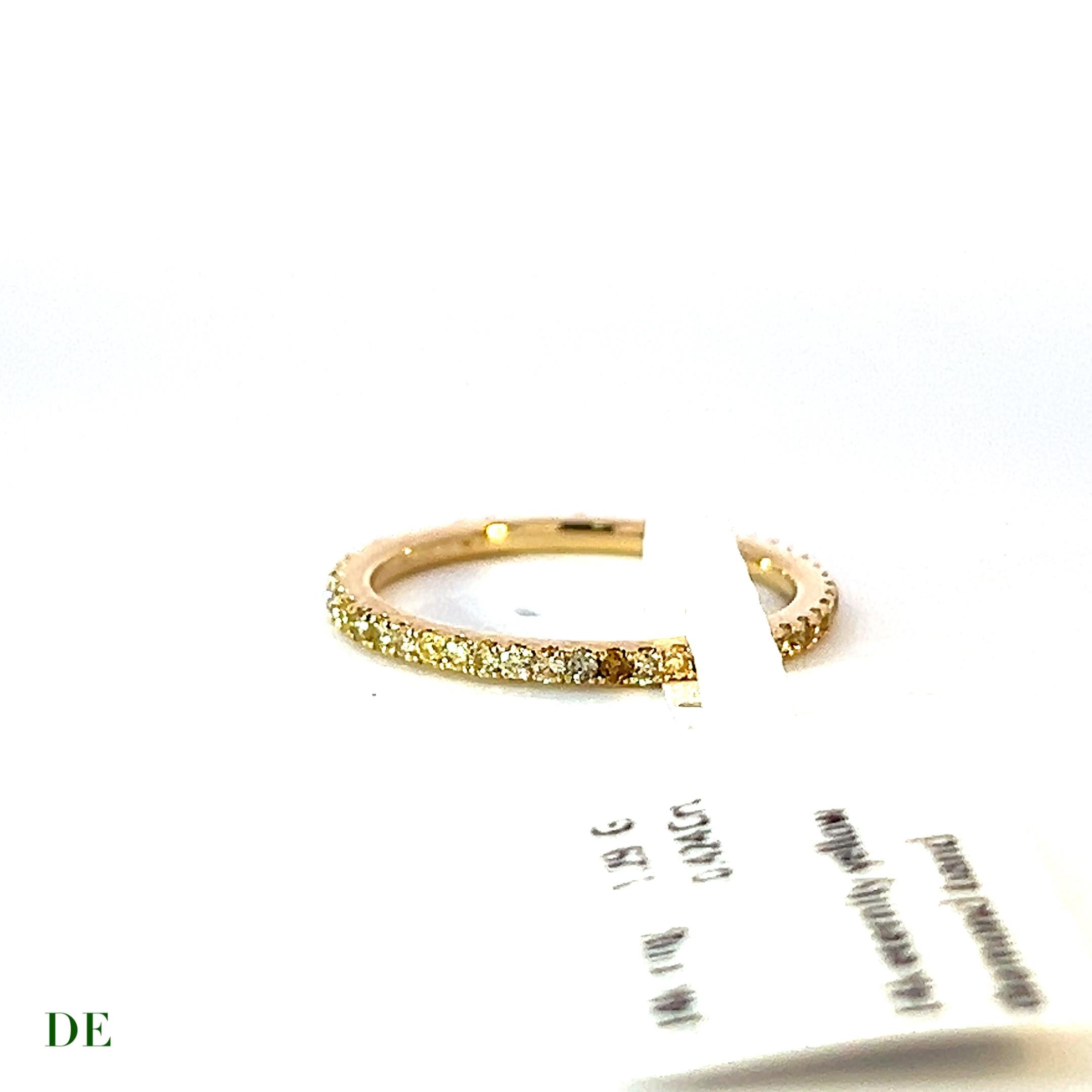 Brilliant Cut Classic 14k Yellow Gold .42 Carat Round Golden Diamond Eternity Band Ring For Sale