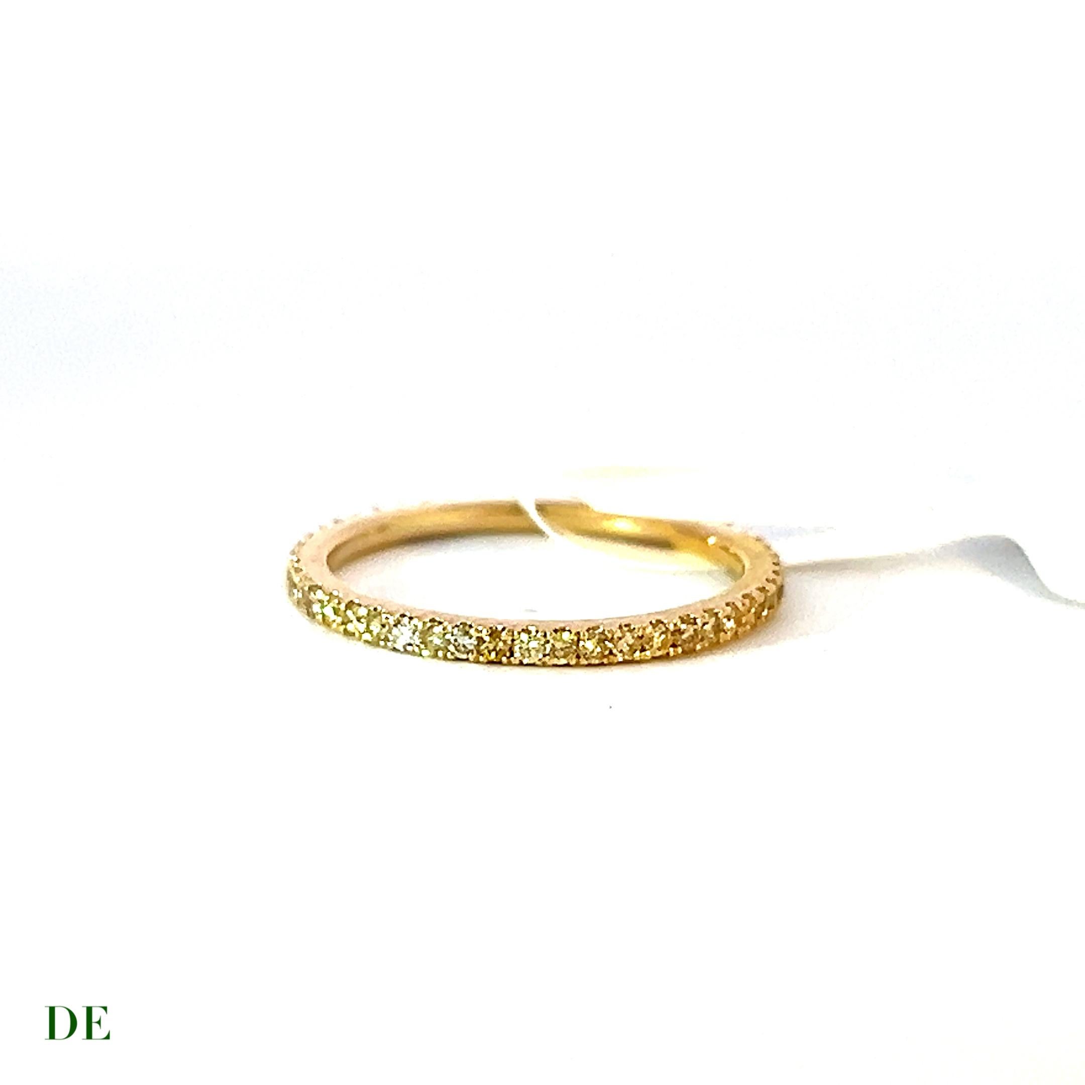 Classic 14k Yellow Gold .42 Carat Round Golden Diamond Eternity Band Ring In New Condition For Sale In kowloon, Kowloon