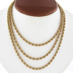 Classic 14K Yellow Gold 46" 4mm Thick Layerable Rope Link Chain Necklace