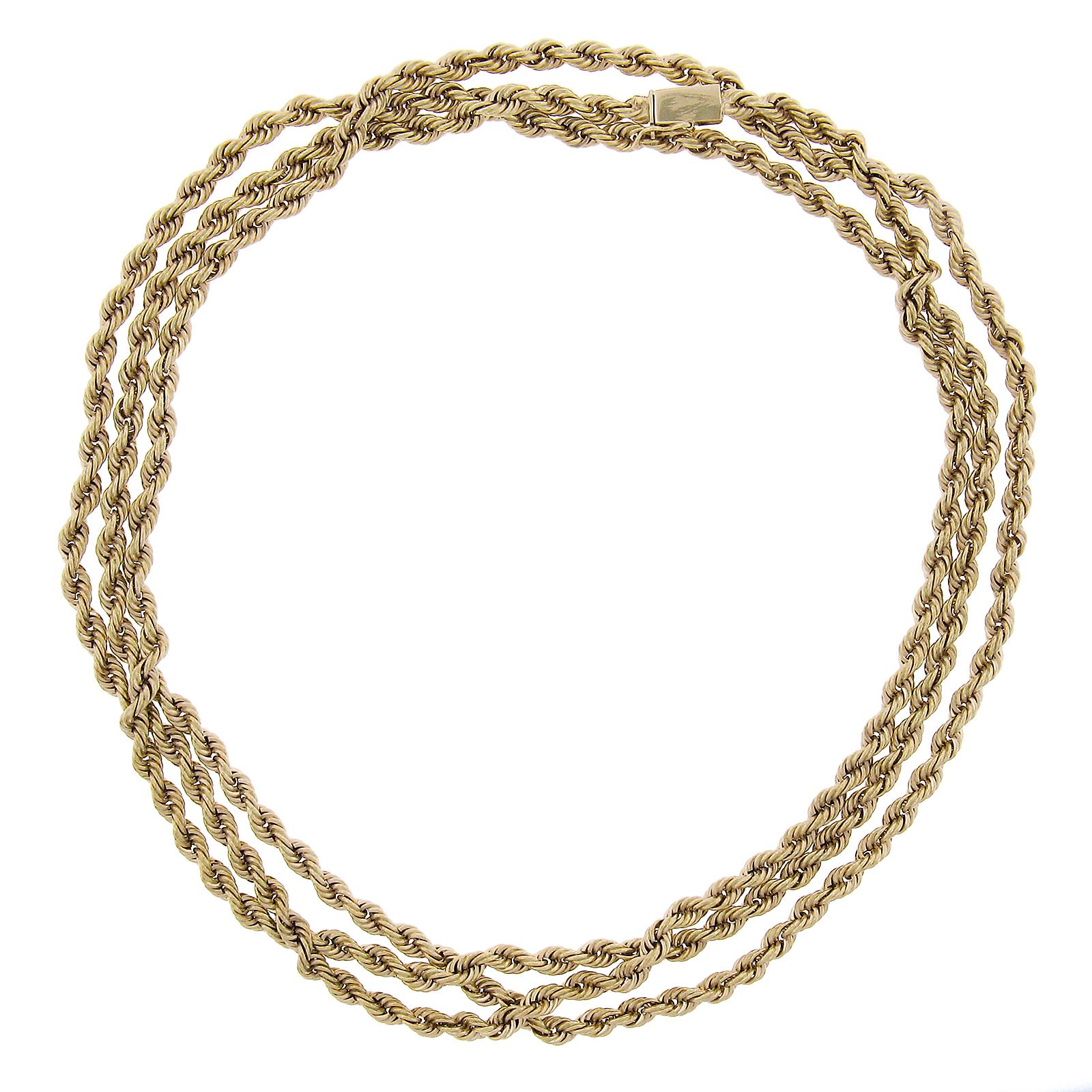 da uomo o donna Collana classica in oro giallo 14 carati con catena a maglie stratificate da 4 mm di spessore in vendita