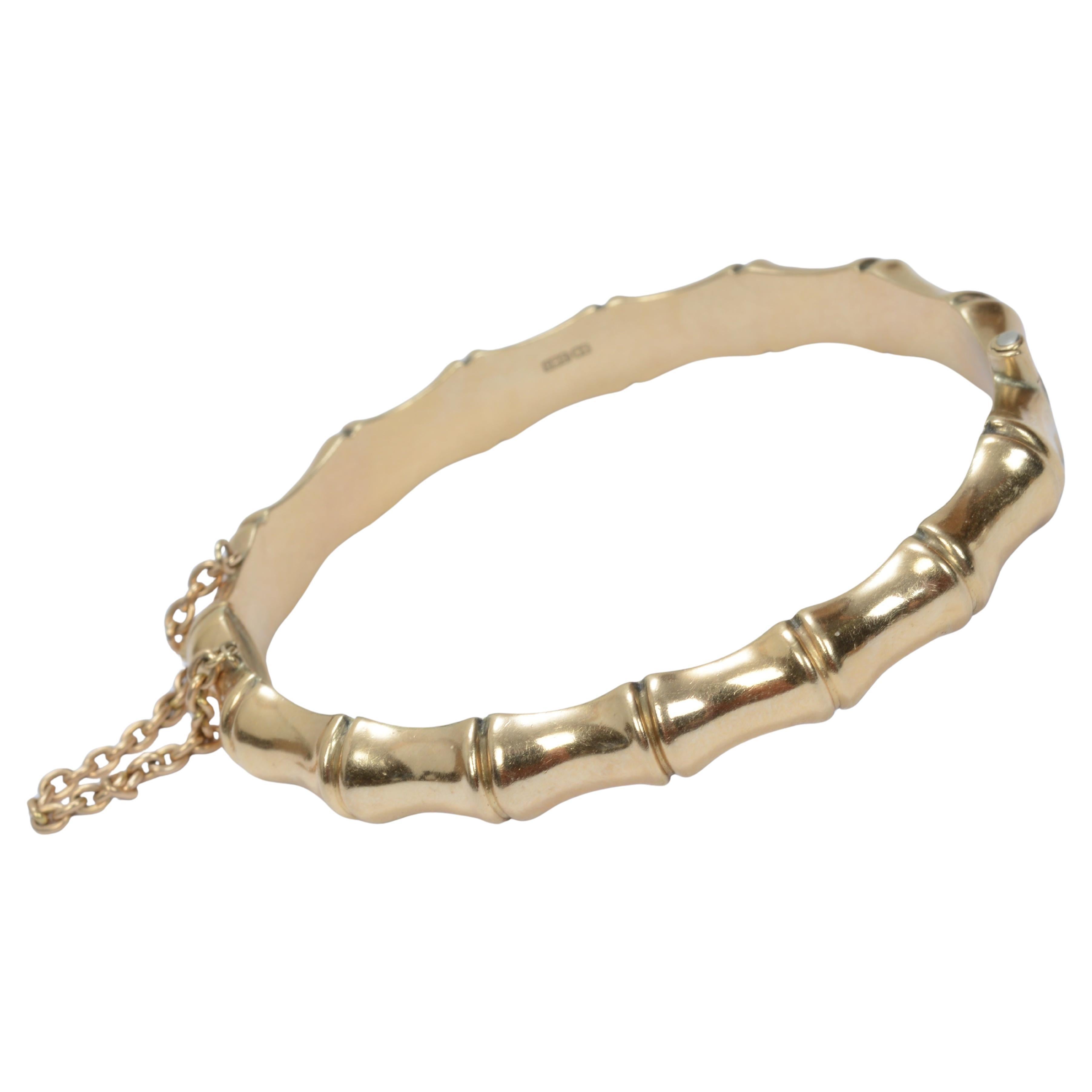 Classic 14K Yellow Gold Bamboo Style Bracelet From Birmingham UK c1920