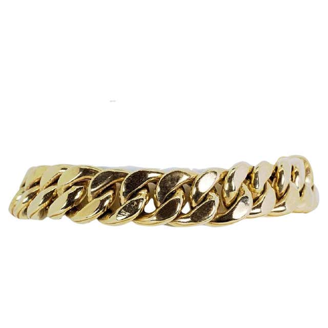 Diamond V-Shaped Classic Yellow Gold Link Bracelet For Sale at 1stDibs ...