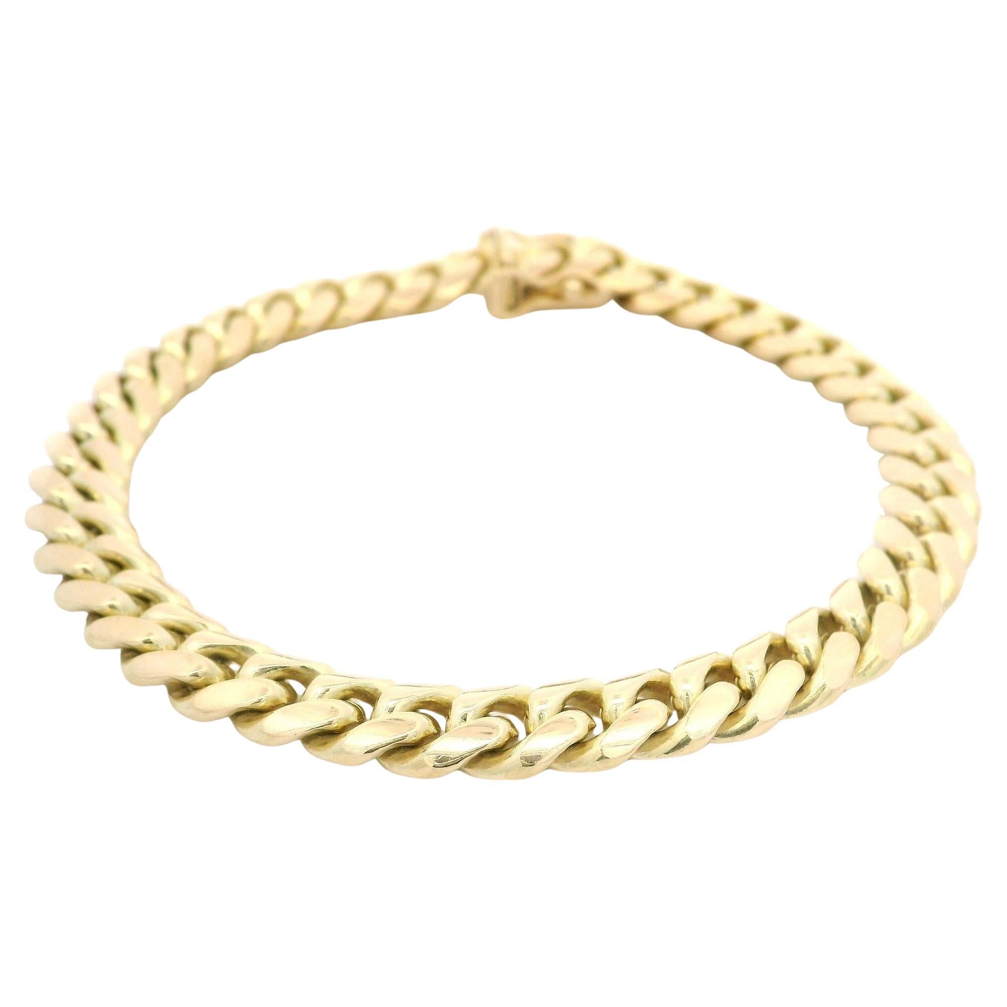 Classic 14k Yellow Gold Cuban Curb Link Bracelet w/ Push Clasp w/ Safety Latch