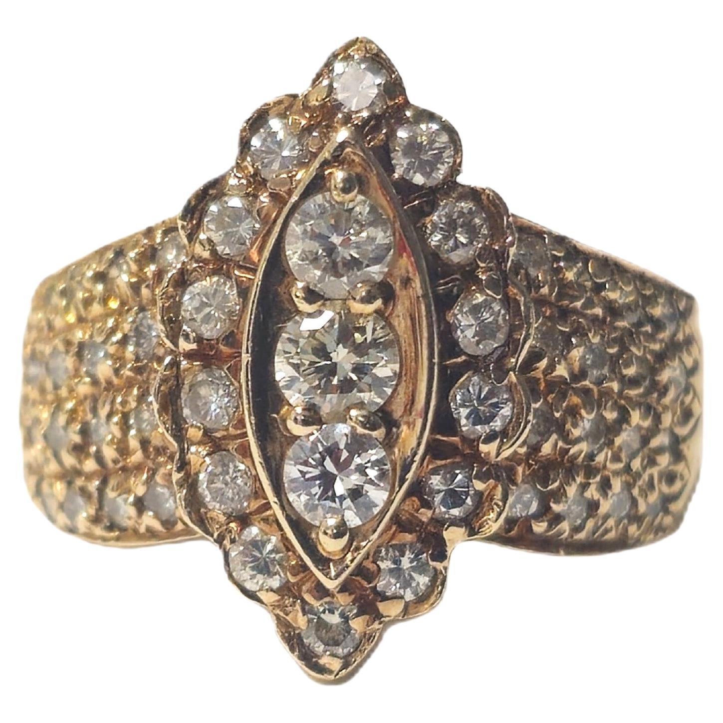 Classic 14k Yellow Gold Diamond Ring For Sale